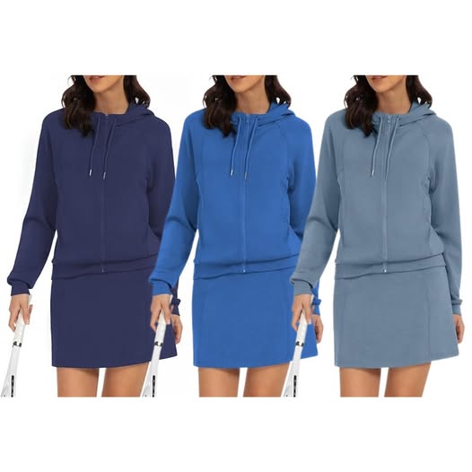 This 2-piece skort set is sporty and also flattering I think!!!