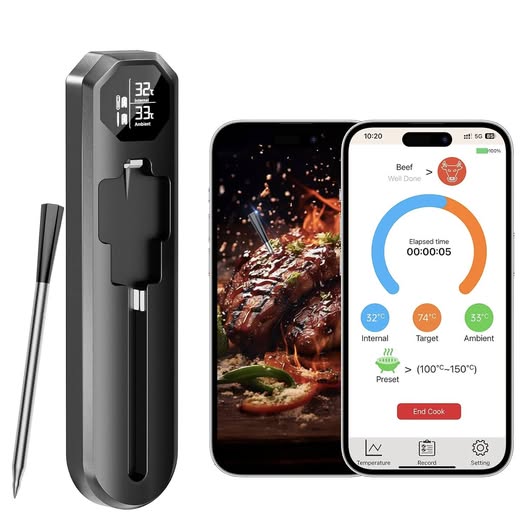 This Bluetooth meat thermometer makes grilling and roasting super easy!