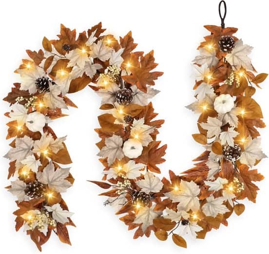 This Fall Garland with Lights drops 50%off