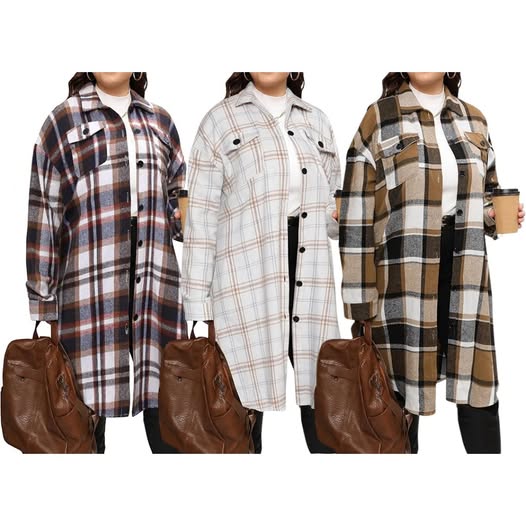 Long plaid shirt jacket perfect for layering.