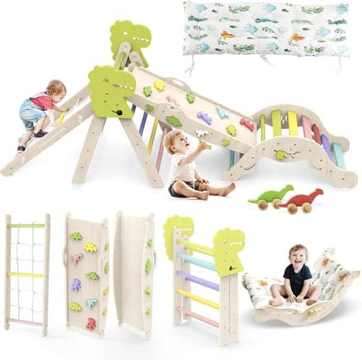 This 12-in-1 Pikler Triangle Set with Cushion is 50% of