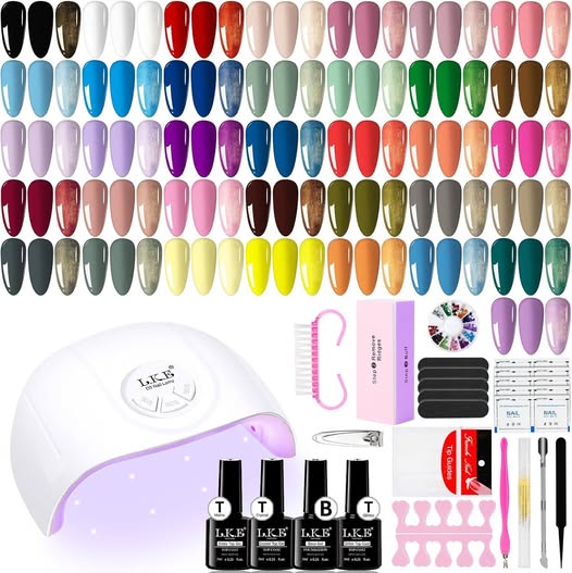 This Gel Nail Polishes Set WITH a UV lamp has a 50% off