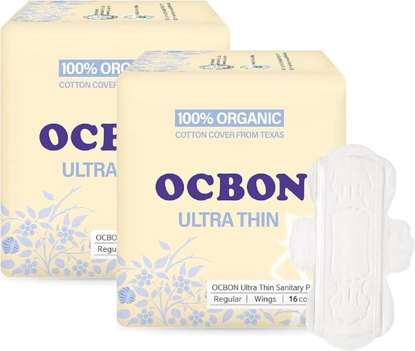 These Unscented Organic Cotton Sanitary Pads (32 count) are 50% off