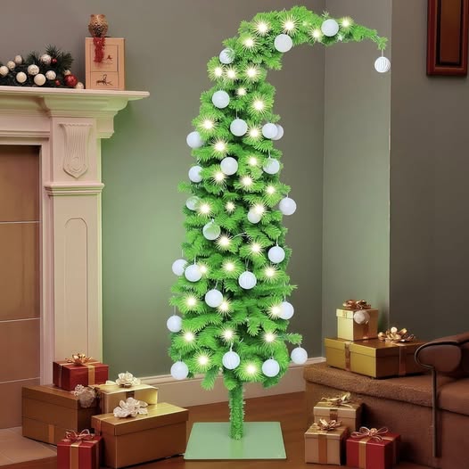 This 5ft Prelit Apple Green Tinsel Christmas Tree is 50% off