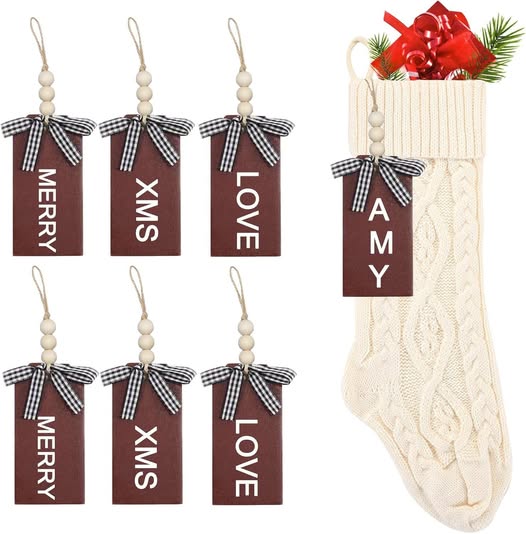 These Gorgeous Wooden Stocking Tags drop 50%off
