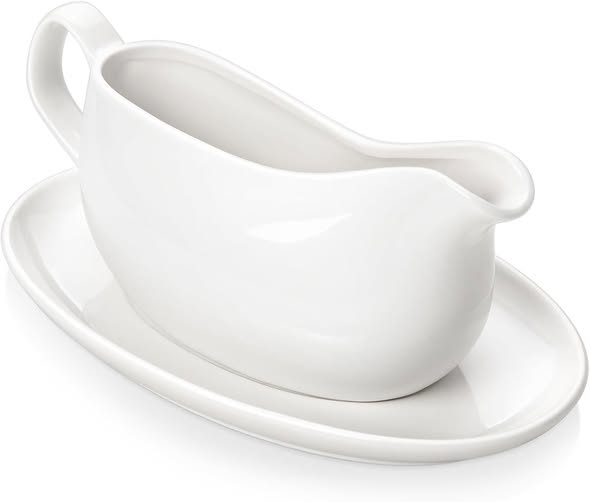 This gravy boat with saucer stand is 55% off
