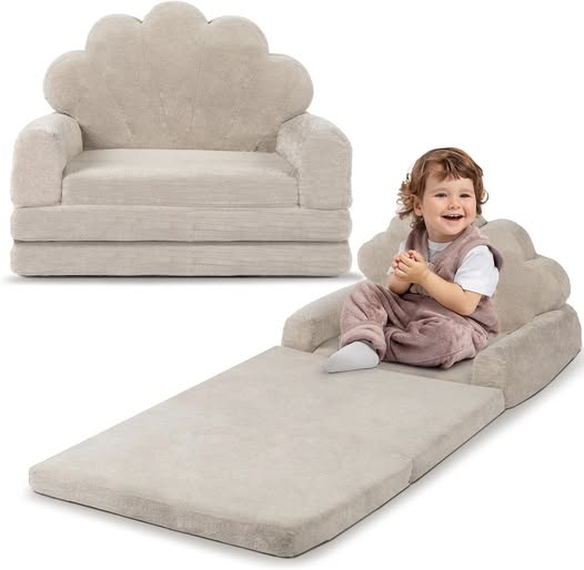 2-in-1 kids couch folds out into a comfy toddler bed.