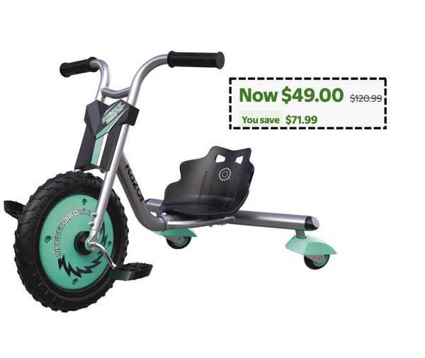 WOW!!! Great price on this Razor RipRider 360 Mini - Teal, 360 Degrees Caster Tricycle!!!