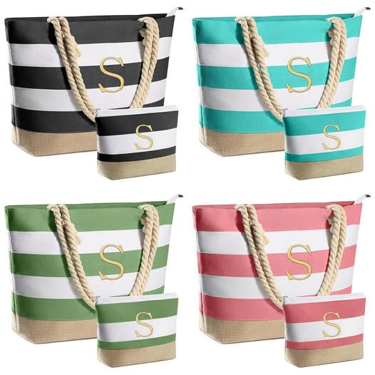 These initial beach tote bags are 66% off