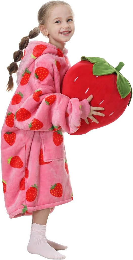 ONLY $13.50!!!! This Strawberry Hoodie Blanket drops 50%off