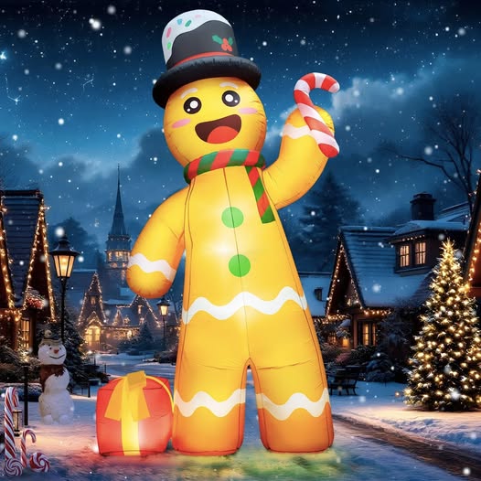 This Giant 12FT Inflatable Gingerbread Man with LED Lights is 50% off