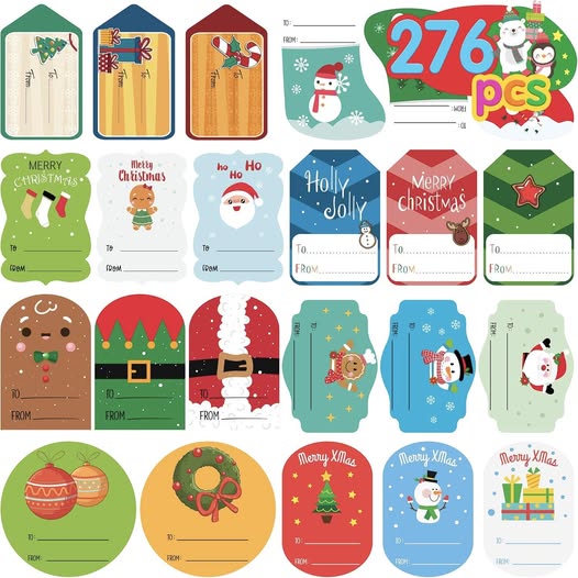 This set of 276 Christmas stickers and tags is 50% off