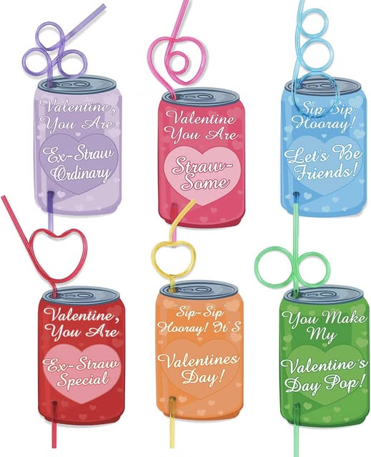 These 30 Pack Crazy Straws Valentines Day Cards are 50% off