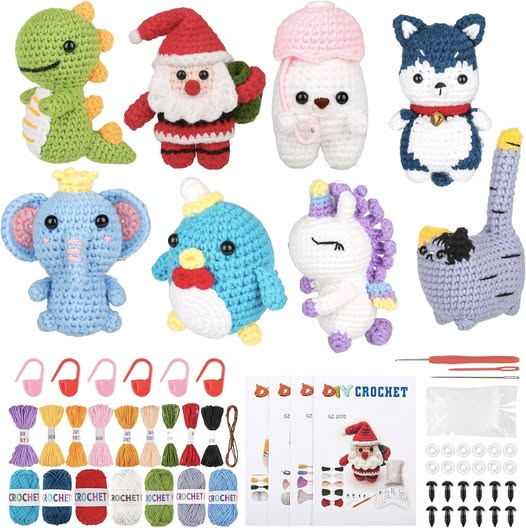 SOOOO cute! 8Pcs Crochet Kit for Beginners!