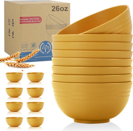Only $11!!! These Wheat Straw Bowls (8pack) drops 40%off