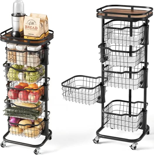 This 5 Tier Kitchen Fruit Vegetable Storage Cart is Only $59.99