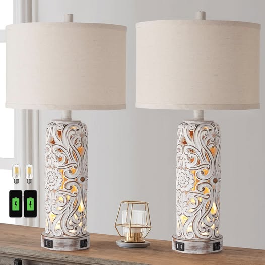 These Set of 2 Rustic Farmhouse Table Lamps are Only $49.99