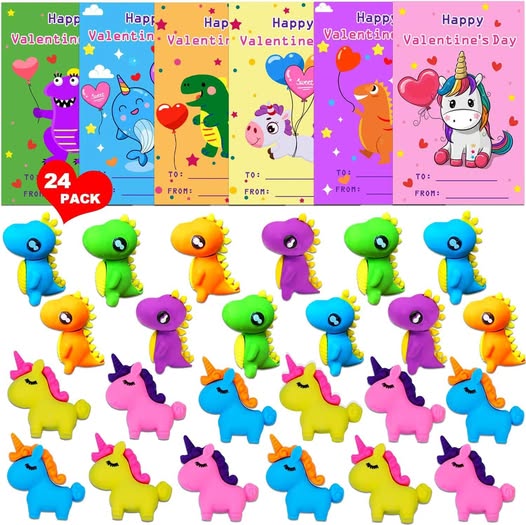 Dino and unicorn erasers!!!