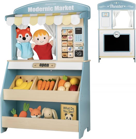 This kids grocery store pretend play set is so fun for imaginative play