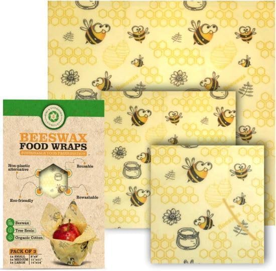 Beeswax Wraps – 3 Pack Reusable Food Storage