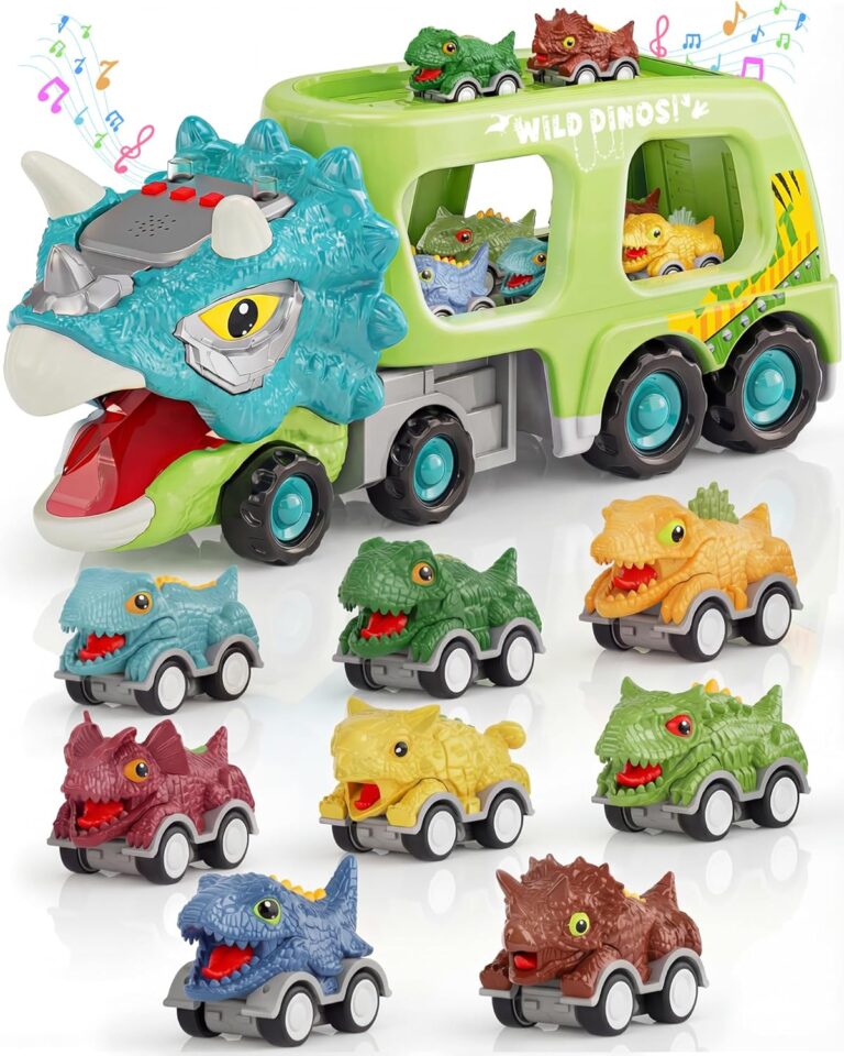 9 in 1 Dinosaur Truck with 8 Pull Back Dino Cars