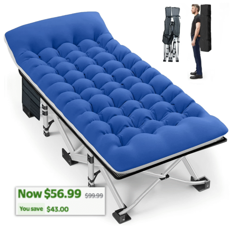 Folding Camping Cot with 2 Sided Comfort Mattress 