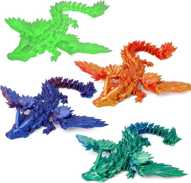 4 Pack 3D Printed Dragon