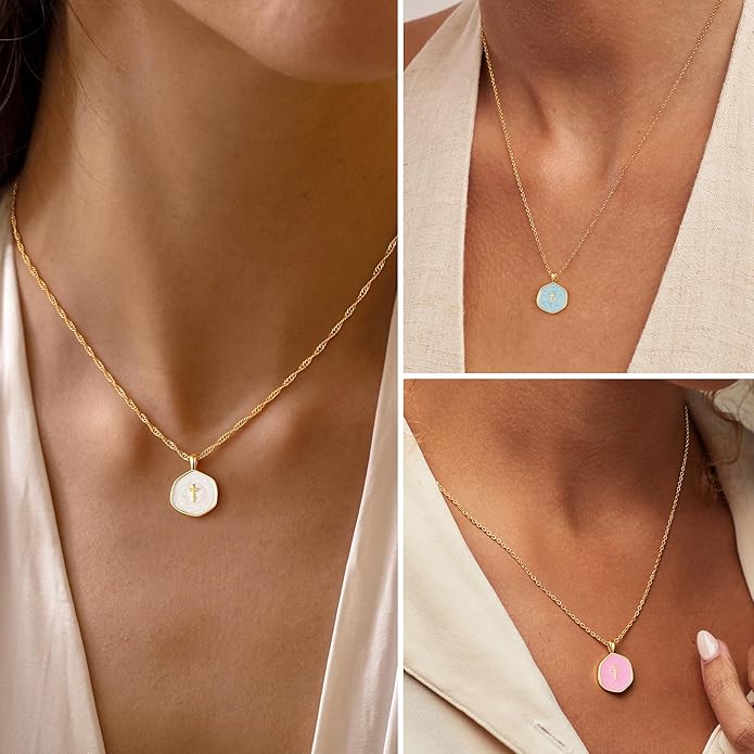 Women's Enamel Mini Cross Necklace