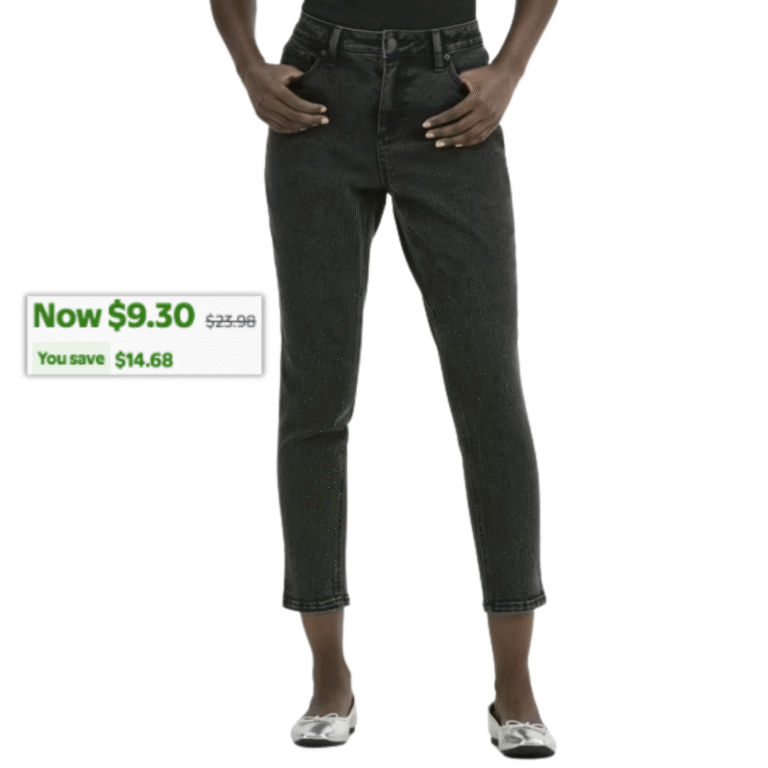 Time and Tru Women's High Rise Mom Jeans (in black)  