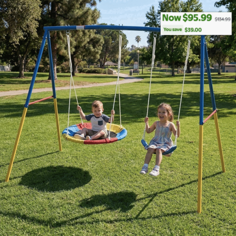 2-in-1 Swing Set for Backyard with Stand 