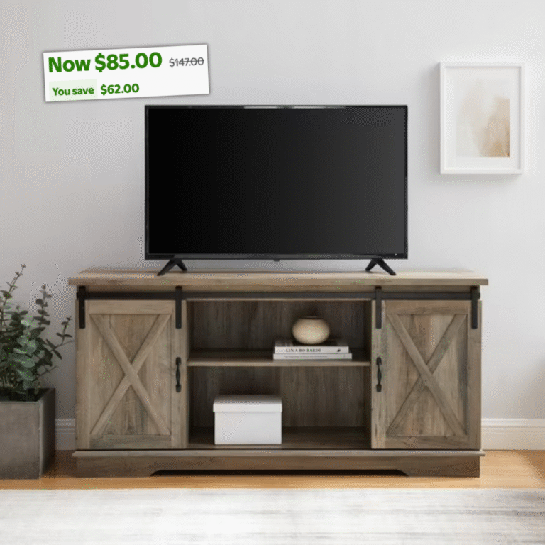 Walker Edison Sliding Farmhouse Barn Door TV Stand 