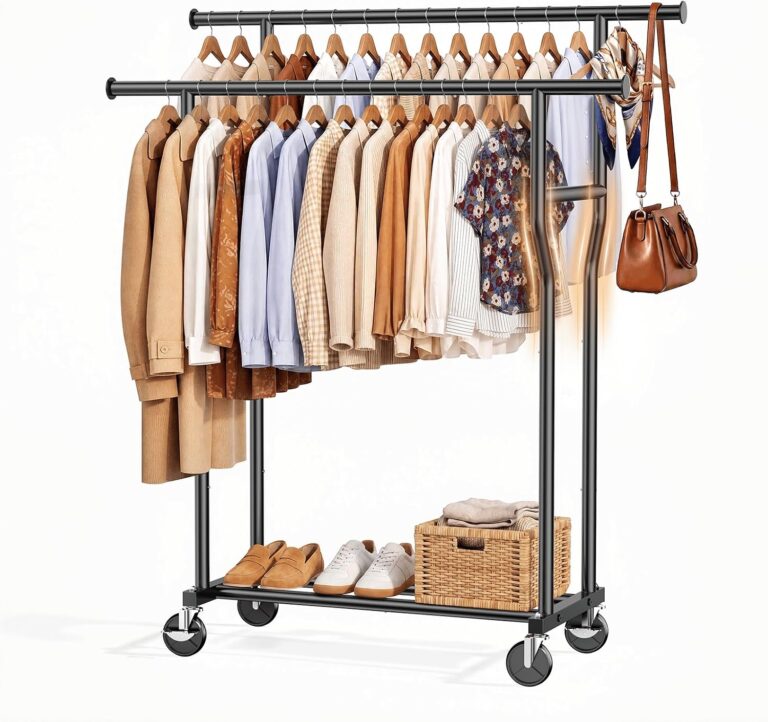 Double Rod Rolling Clothes Rack