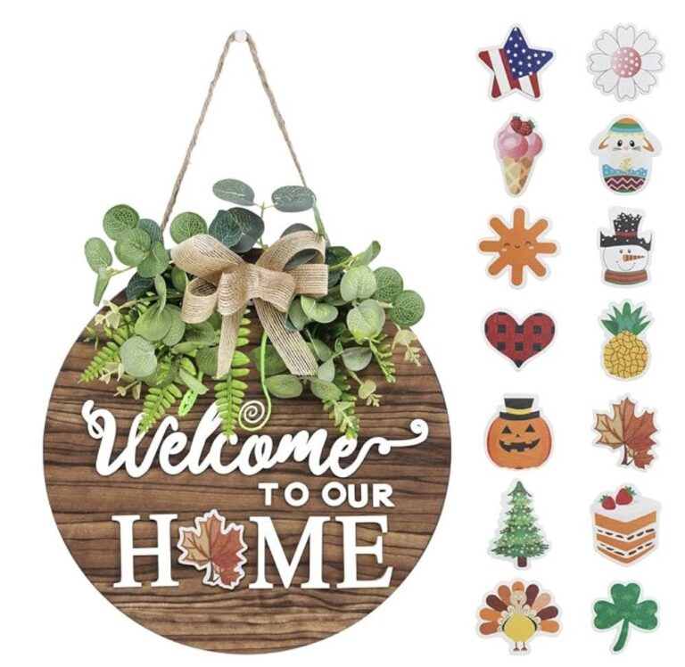 Interchangeable Seasonal Welcome Sign Front Door Decor