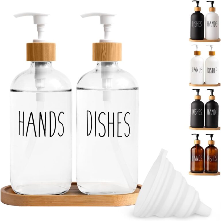 Clear Glass Soap Dispenser Set