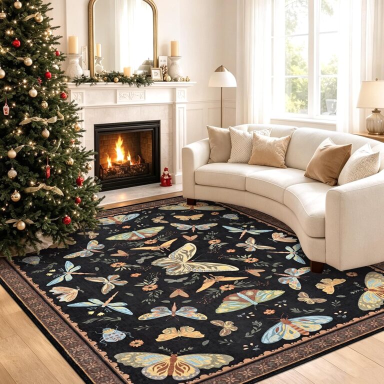 Black Butterfly Area Rug