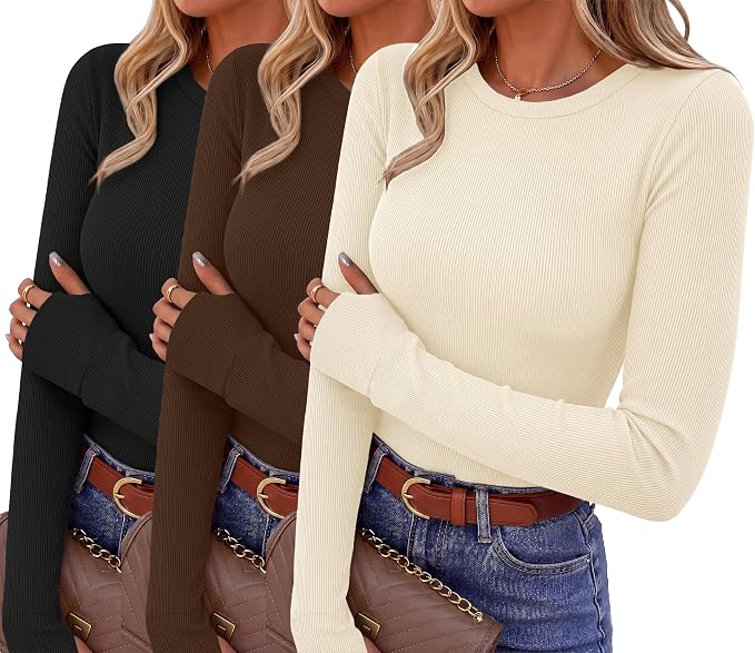 Ribbed Long Sleeve Tops