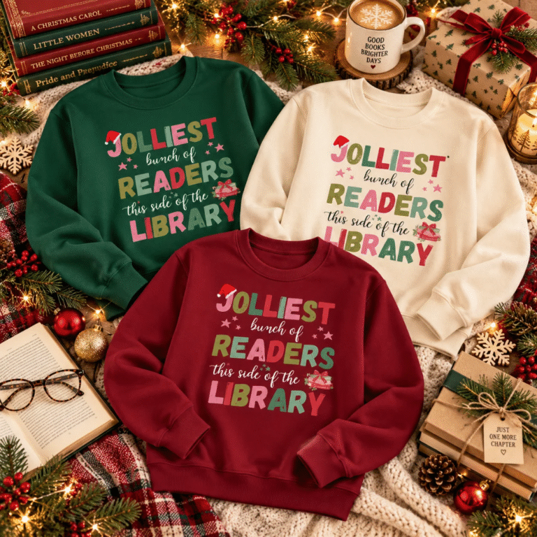 “Jolliest Bunch of Readers This Side of the Library” Christmas sweatshirt